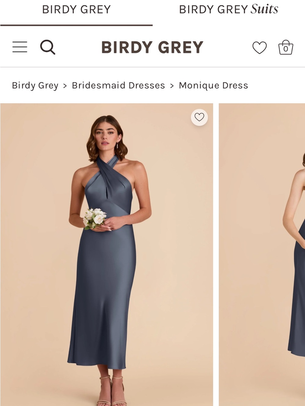 Monique Birdy Grey halter dress in dusk blue
